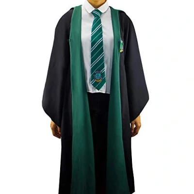 Image of Cinereplicas Harry Potter Robe Authentic Official Tailored Wizard Robes Cloak Adults and Kids Size Black &amp; Green XL