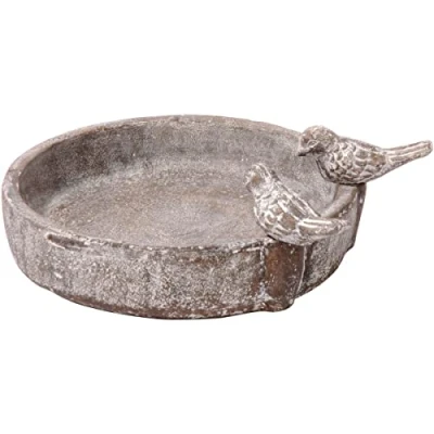 Image of dobar® Classic Bird Bath Pool Oasis Made of Cement for Wild Birds Water Garden/Patio/Balcony Diameter 24.5 cm Grey