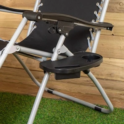 Image of Black Plastic Cupholder Side Tray for Garden Gravity Chairs