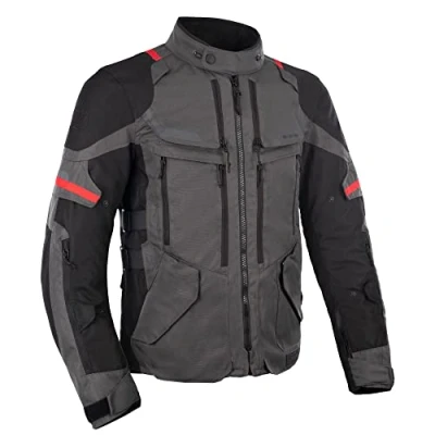Image of Oxford Men&#039;s Rockland 4 Season, 3 in 1 Motorcycle Jacket, Charcoal Black Red, L