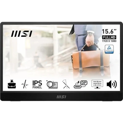 Image of MSI PRO MP161 E2 15.6 Inch Full HD Portable Monitor 1920 x 1080 IPS Panel, 60Hz, Eye Friendly Screen (PC, Laptop, Mobile), Speakers, Enhanced Chassis &amp; Kickstand Mini HDMI 2.0b, 2 USB Type C