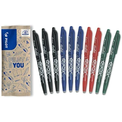 Image of PILOT FriXion Ball Erasable Rollerball Pen Set of 10 (Blue, Black, Red, Green)
