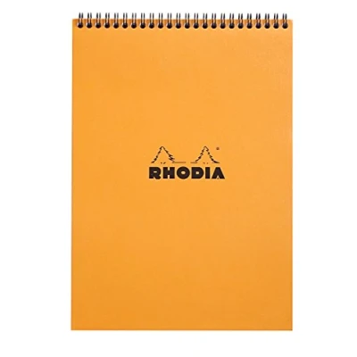 Image of RHODIA 18500C Spiral Notebook (Full Bound) Orange A4 Small Squares80 Detachable Sheets, Clairefontaine Paper 80g Soft and Resistant Coated Card Cover Classic