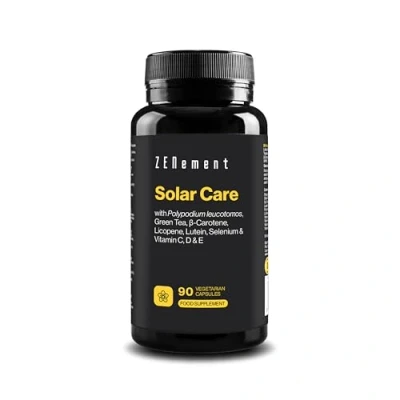 Image of Solar Care, with Polypodium leucotomos, Green Tea, Carotenoids, Selenium and Vitamins A, C, D &amp; E, 90 Capsules Prepares The Skin for suntanning Zenement