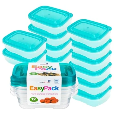 Image of HOMESHOPA Plastic Food Storage Containers with Lids, 12 Pack 270ml Leakproof BPA Free Stackable, Micorwave Freezer &amp; Dishwasher Safe, Reusable Airtight Meal Prep Lunch Box