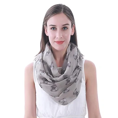 Image of Lina &amp; Lily Shih Tzu Dog Print Lightweight Snood Scarf (Khaki)
