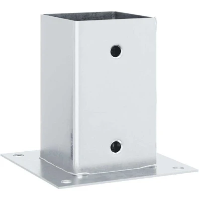 Image of vidaxl 12x post base square 46x46mm galvanised steel support bracket for gazebo, fence, porch, table legs