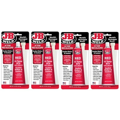 Image of J B Weld 31314 Red High Temperature RTV Silicone Gasket Maker and Sealant 3 oz. xeFYdR, 4 Pack