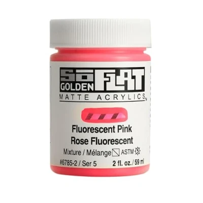 Image of Golden SoFlat Matte Acrylic Paint, 2oz jar, Fluorescent Pink (6785 2)