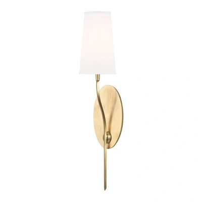 Image of Rutland 1 Light Wall Sconce Aged Brass with White Shade