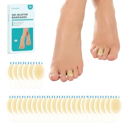 Image of 28 Pieces Blister Plasters Invisible Hydrocolloid Gel Bandages for Heel, Foot, and Toe Waterproof Cushion Pads Skin Protection Fast Healing（Toe Pack）
