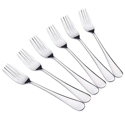 Image of VANRA 6 Piece Dinner Forks Set Heavy Duty Stainless Steel Silver Cutlery 8 inches (6 Forks)