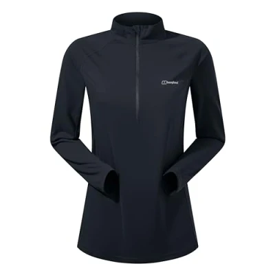 Image of Berghaus Women&#039;s 24/7 Maternity Half Zipped Long Sleeve Tech T Shirt, Black, 18