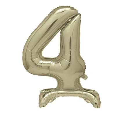 Image of Unique 13234 Giant Standing Foil Number 4 Balloon 76 cm Gold