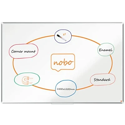 Image of Nobo Premium Plus Enamel Magnetic Whiteboard 1800x1200mm, Aluminium Trim, EU Ecolabel Certified, 1915149