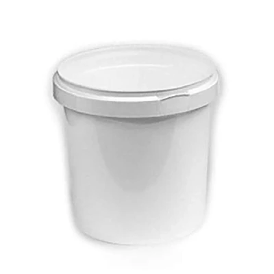 Image of 1 Litre White Plastic Pail Complete With Lid (Pack of 100)