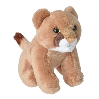 Image of Wild Republic Pocketkins Eco Mountain Lion, Stuffed Animal, 5 Inches, Plush Toy, Made from Recycled Materials, Friendly
