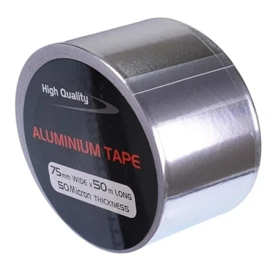 Image of 75mm x 50m Aluminium Foil Tape Pipe Lagging Duct Sealing Heating Ventilation