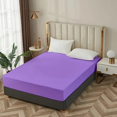Image of Ray Bedding &amp; Linen 40cm Deep Double Fitted Sheet 100% Egyptian Cotton 400 Thread Count Extra Bed Sheets Super Soft Breathable Hotel Quality (Lilac, Single)