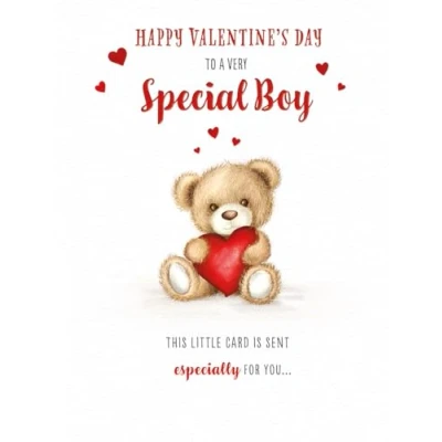 Image of Piccadilly Greetings Cute Valentines Day Card, Special Boy, Heart Bear 8 x 6 inches