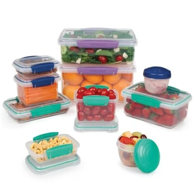 Image of Sistema KLIP IT Accents Food Storage Containers Assorted Sizes Airtight &amp; Stackable Meal Prep with Lids School Lunch Boxes Snack BPA Free 20 Count