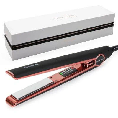 Image of Corioliss C1 Hair Straightener for Women Professional Titanium Plates Ionic Flat Iron Temperature Control 120C to 235C Straightening and Waves UK Plug Black Copper