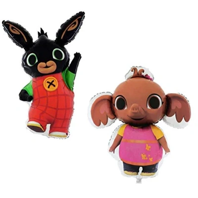 Image of Toyland® Pack of 2 Bing Balloons Bunny &amp; Sula Elephant Shaped Foil Balloon Gifts Baby Birthday