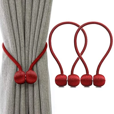 Image of IHClink 2 Pieces Magnetic Curtain Tiebacks Clips Rope Holdbacks Weaving Holder Buckles For Home Office Decorative UK patent 6036254 (Brown)