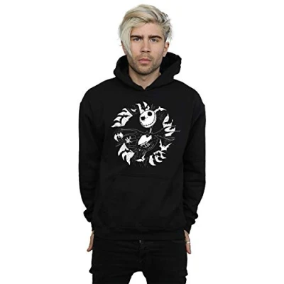 Image of Disney Men&#039;s Nightmare Before Christmas Jack Bat Circle Hoodie Black Large