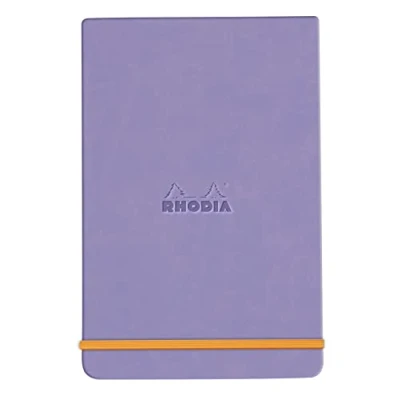 Image of RHODIA 194392C Hard Notebook Webnotepad Iris A5 Lined 192 Detachable Pages Ivory Clairefontaine Paper 90 g/m Bookmark, Elastic Closure Faux Leather Cover Rhodiarama