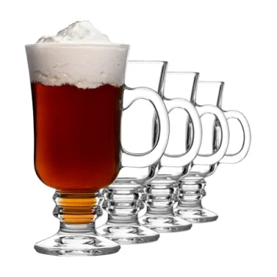 Image of bar@drinkstuff Essence Irish Coffee Glasses 8.8oz / 250ml Set of 4 Hot Chocolate Mugs Gift Boxed Mugs, Toddy