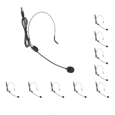 Image of 10 set of Ear Hook Omni Directional Boom Head Worn Microphone XLR 4Pin, Black