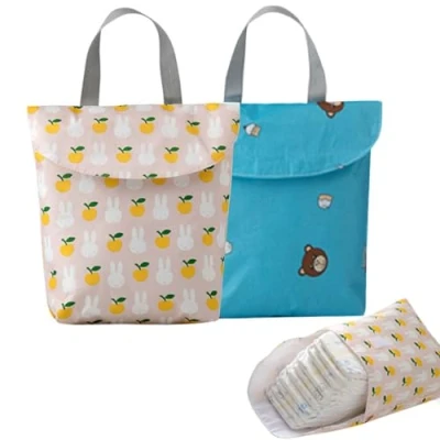 Image of Oaygat 2Pcs Wet Dry Bags for Baby Cloth Diapers Waterproof Organiser Nappy Reusable Washable Diaper with Handle Items Portable