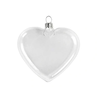 Image of CRAFTY CAPERS Fillable Glass Baubles Heart Shaped 90mm Box of 6 Tree Decorations