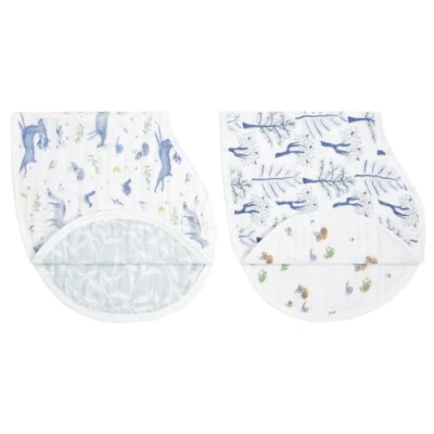 Image of aden + anais Burpy Baby Bib Outdoors, 2 Pack 100% Cotton Muslin, 4 Layer Burping Cloth, Feeding &amp; Dribble Super Soft Absorbent Burp Rag Newborn Essentials for Boy Girl Neutral Coloured