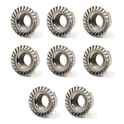 Image of 304 Stainless Steel Metric M16 Flange Nuts 16mm Hex Nut 8 Pack