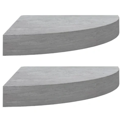 Image of vidaXL Wall Corner Shelves, Set of 2, Modern Design, Concrete Grey, Made Robust MDF and Metal, Easy Installation Ideal for Living Room Bedroom