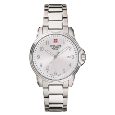 Image of Swiss Alpine Military Men&#039;s Watch Analogue Quartz 7011.1 Stainless Steel, Steel/Steel/Silver 1132sam, Bracelet