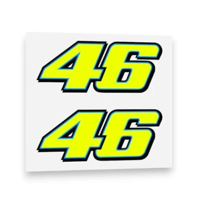Image of piggystickers Valentino Rossi Sticker FLUORESCENT YELLOW 46 Vinyl Decal (2013) 10cm