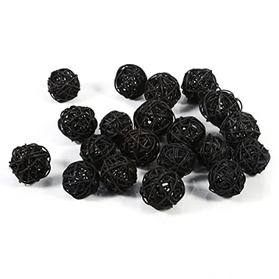 Image of Jenngaoo 20 Pcs Rattan Balls, Wickers Ball Decorative Orbs Vase Fillers for Garden Wedding Party Christmas Decoration (Diameter 1.2 Inch) (Black)