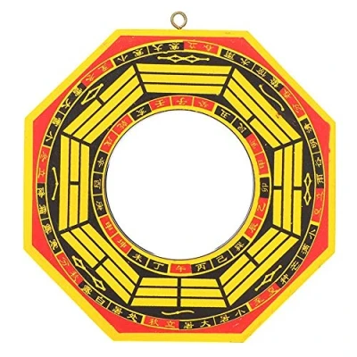 Image of Biitfuu Traditional Lucky Chinese Wood Bagua Mirror Feng Shui Convex Concave for Protection Against Active Harmful Energy(6 inch Concave)