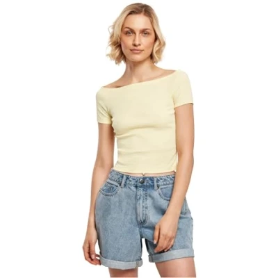 Image of Urban Classics OFF Shoulder Basic Tshirt, Women&#039;s, Size: XXL, Softyellow