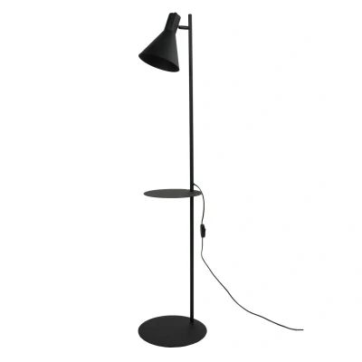 Image of TK Lighting Jump floor lamp, black, adjustable, shelf