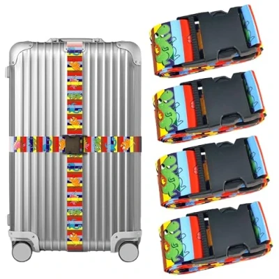 Image of Generic Luggage Strap Suitcase Belt Travel Bag Accessories (Dino Junior 4pack)