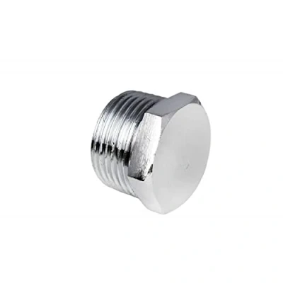 Image of Chrome Male Flanged Plug / BSP Thread Blank Nut Water Pipe End Cap Radiator Valve Male. (1/2&quot; inch)