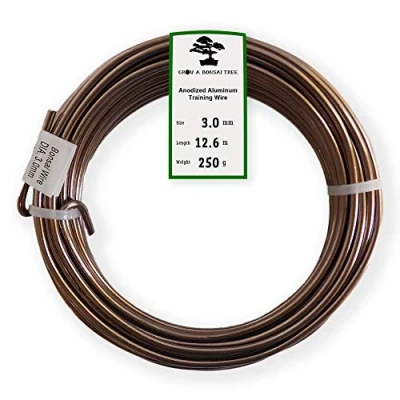 Image of Grow A Bonsai Tree Anodized Aluminium 3.0mm Training Wire 250g Large Roll (40 Feet) Choose Your Size and Color (3.0mm, Brown)