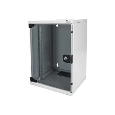 Image of DIGITUS 10 inch set network cabinet 9U grey shelf socket strip 8 port patch panel Gigabit switch