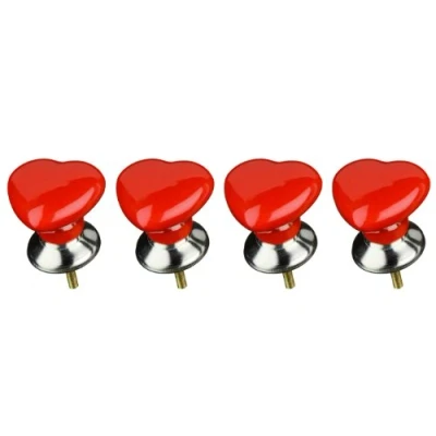 Image of Premier Housewares 2490001 Heart Shape Drawer Knobs Set of 4, Red