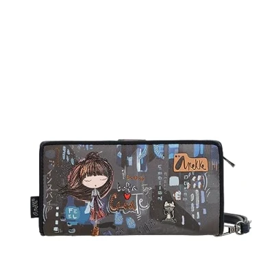 Image of Anekke Large Women&#039;s Wallet RFID Protection Faux Leather with Contemporary Flap Closure Accessories and Measures 18 x 10 3 cm, multicoloured, L, Casual
