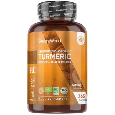 Image of Turmeric and Black Pepper Capsules 1 Year Supply (1 Capsule a Day) 365 High Strength Vegan Tumeric Curcumin with Organic Ginger Supplements (Not Tablets)